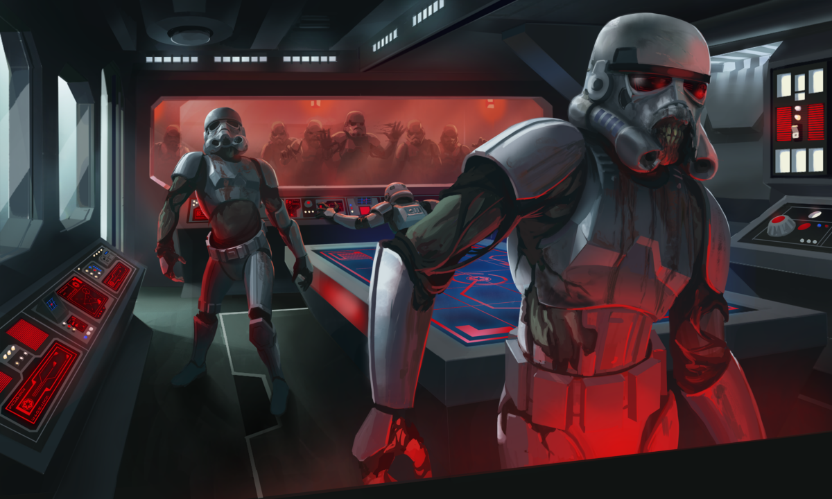 two undead stormtroopers takeover a ship in the game Star Wars: Commander