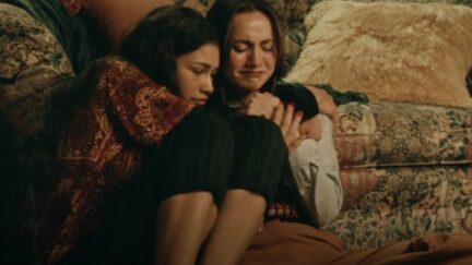 Zendaya as Rue hugging Maude Apatow as Lexi in Euphoria