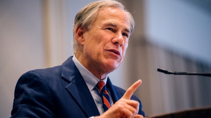 Texas Governor Greg Abbott speaks during the Houston Region Business Coalition's monthly meeting on October 27, 2021 in Houston, Texas.