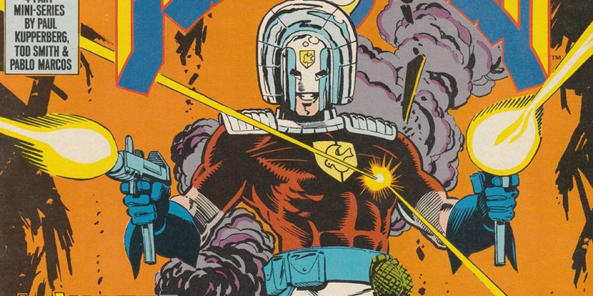 Peacemaker firing guns on his comic book cover.