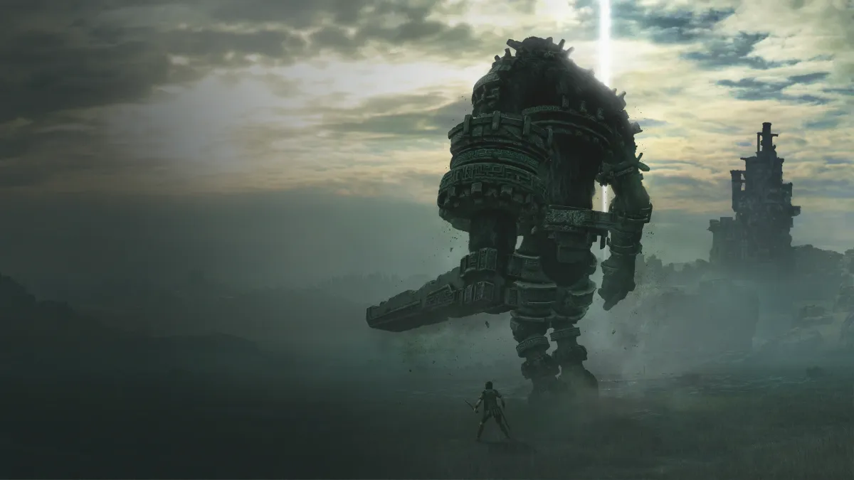 Promo image of Wander and Gaius in 'Shadow of the Colossus'