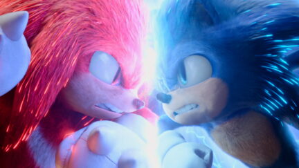 Sonic and Knuckles butting heads in Sonic the Hedgehog 2.