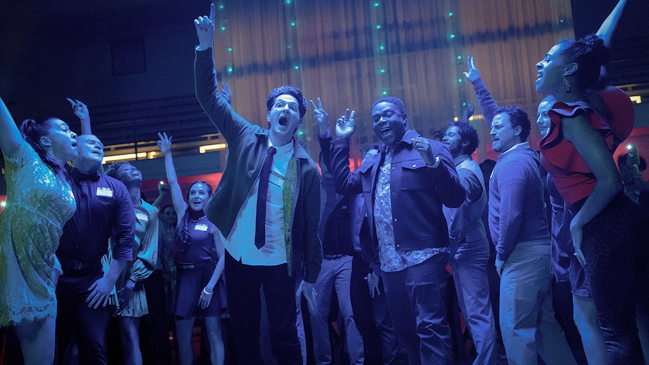 Ben Schwartz and Sam Richardson dancing in The Afterparty
