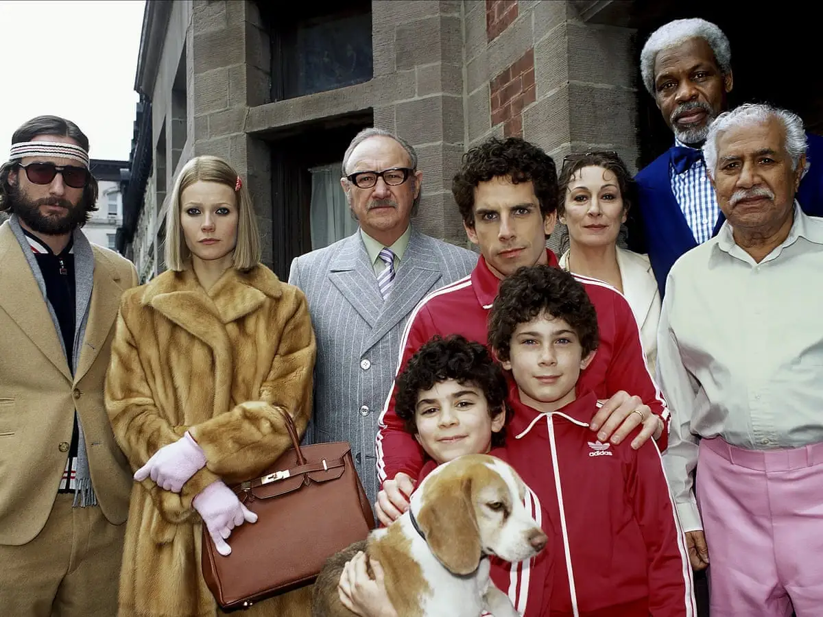 The Tenenbaum family gathered for a family portrait.
