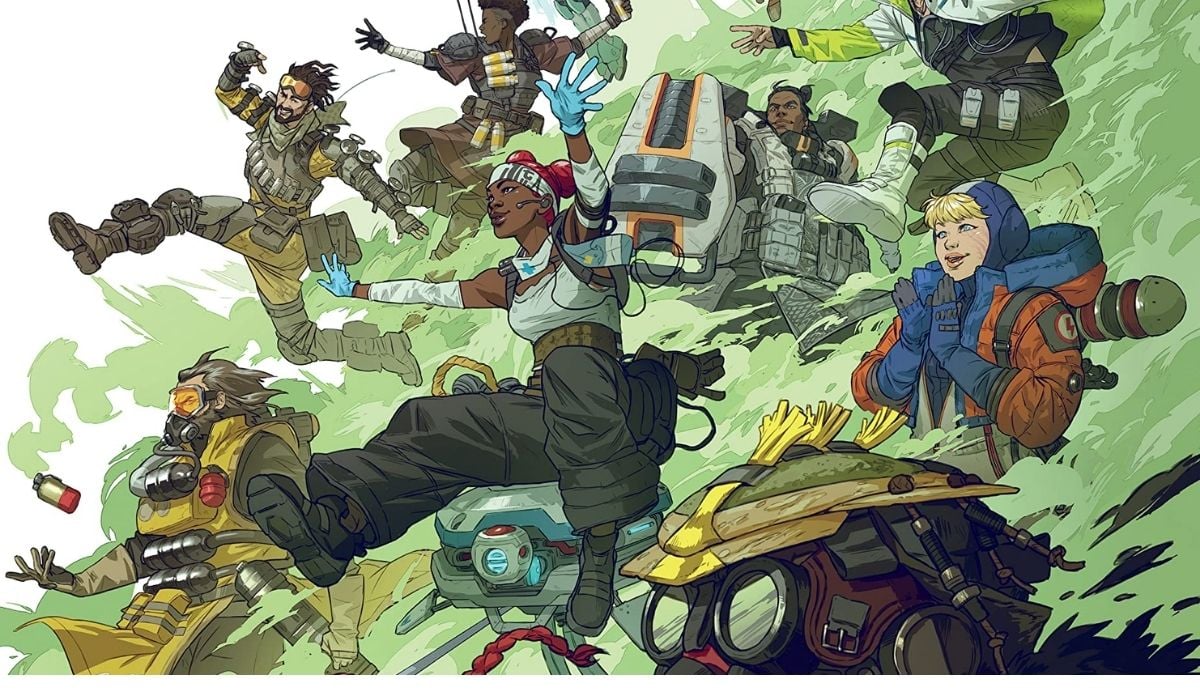 cropped cover showing many legends in "The Art of Apex Legends" by Respawn Entertainment. (Image: Dark Horse Books.)