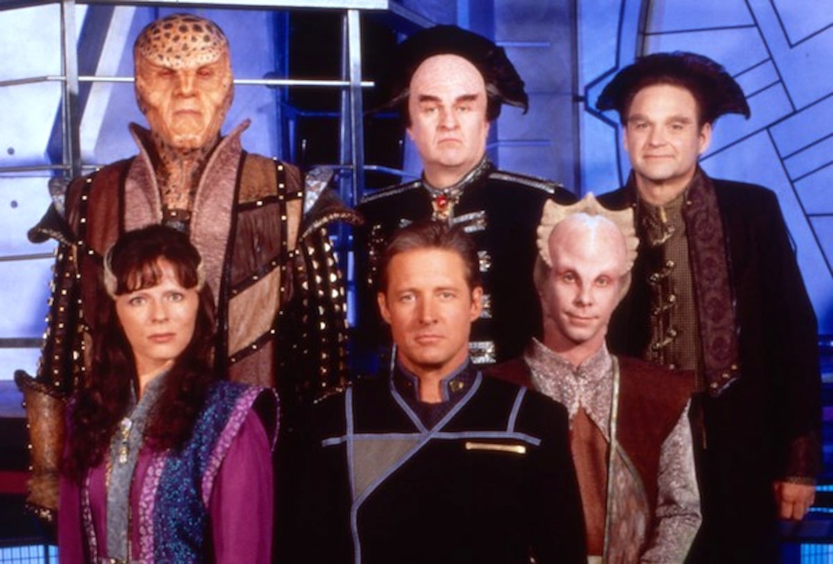 The cast of the original Babylon 5 series in a promotional photo