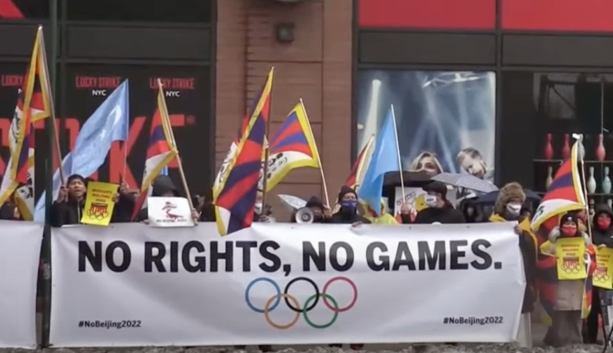 Protesters boycott the 2022 Beijing Olympic games
