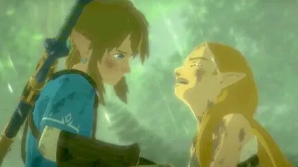 A screenshot of Zelda crying in Breath of the Wild