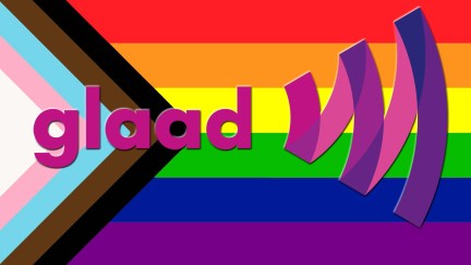 glaad logo and pride flag