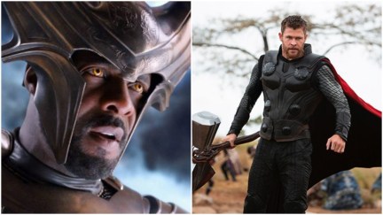 Idris Elba as Heimdall and Chris Hemsworth as Thor in Marvel Studios