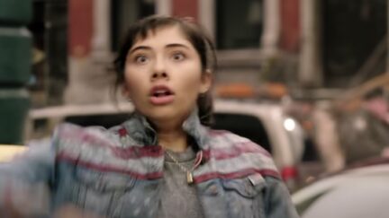 America Chavez points at a monster in Doctor Strange and the Multiverse of Madness.