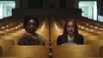 Lexi Howard and her stage manager in the theater