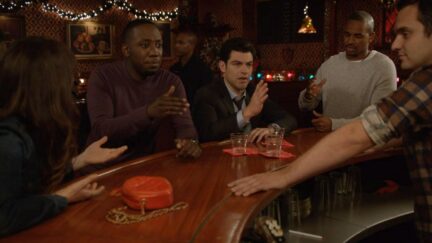 New Girl cast at a bar and would probably all read if asked
