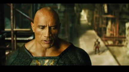the rock as black Adam looking like he can't smell what the rock is cooking