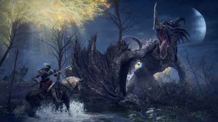 Screenshot of fighting a Dragon in Elden Ring