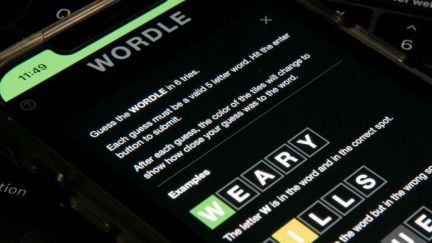 The word game Wordle is shown on a mobile phone
