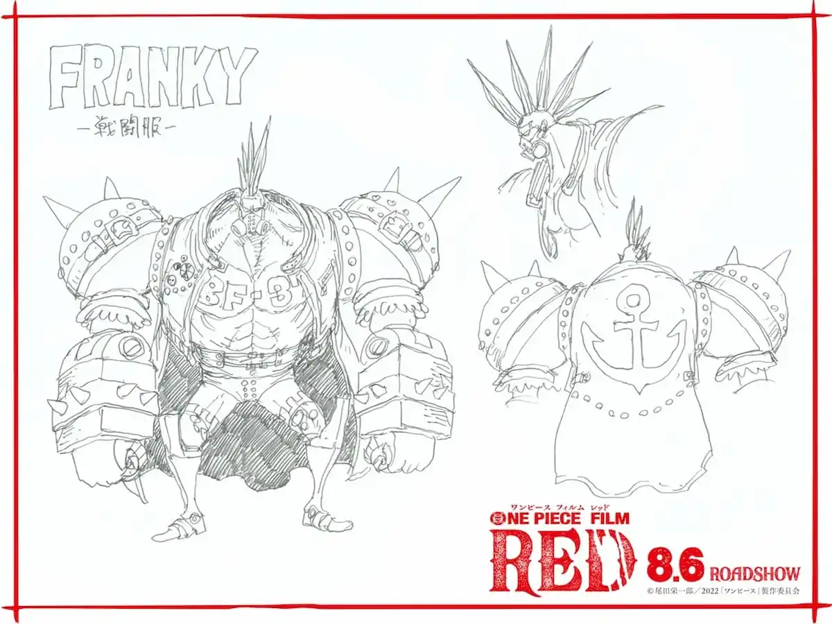 Artwork for Franky's battle costume in One Piece: Red