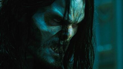 Jared Leto in full vampire face as Morbius