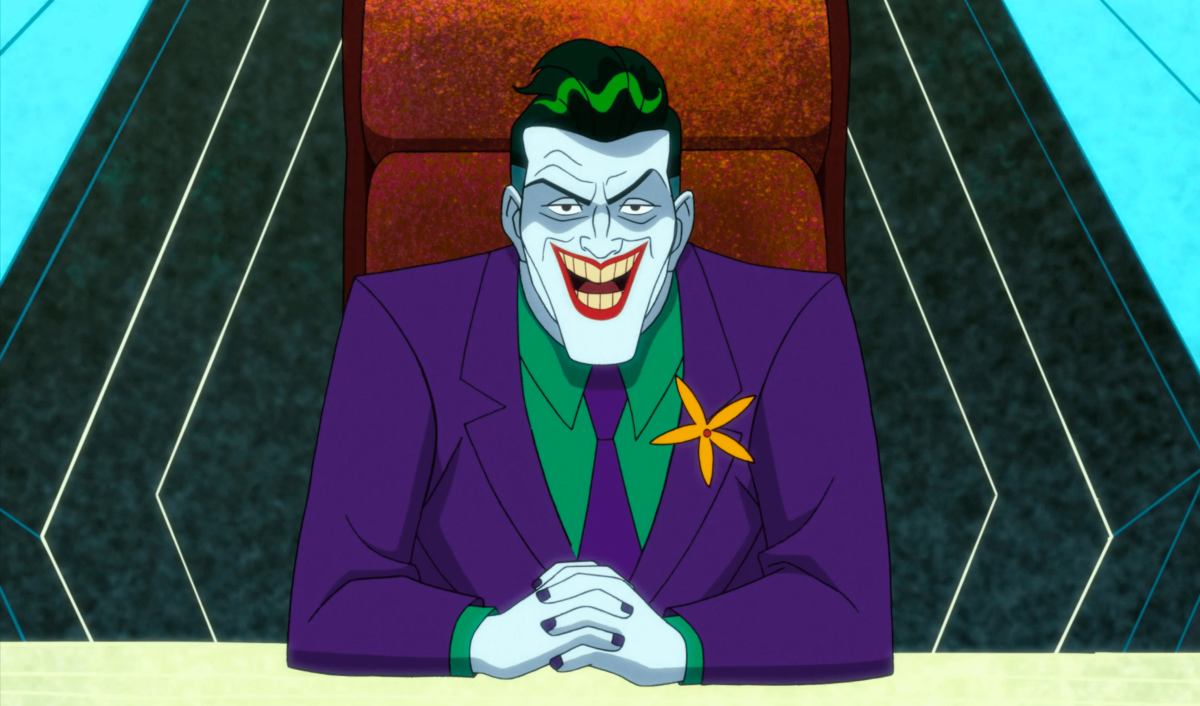 The Joker making an announcement in the animated series Harley Quinn. Voiced by Alan Tudyk