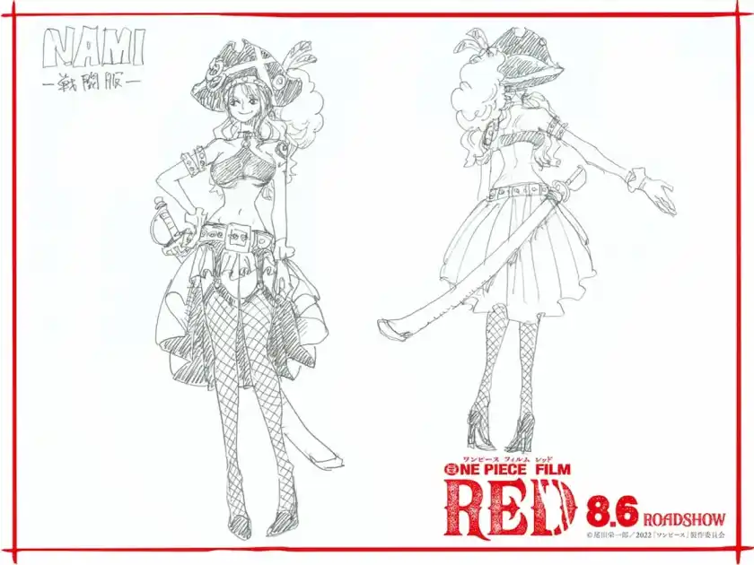 Artwork for Nami's battle costume in One Piece: Red