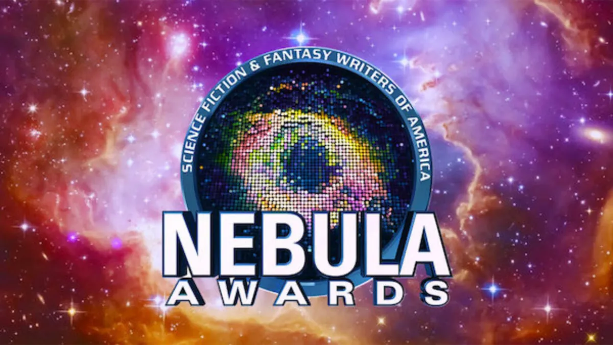 Image reads "Science Fiction and Fantasy Writers of America Nebula Awards" against a starry background.