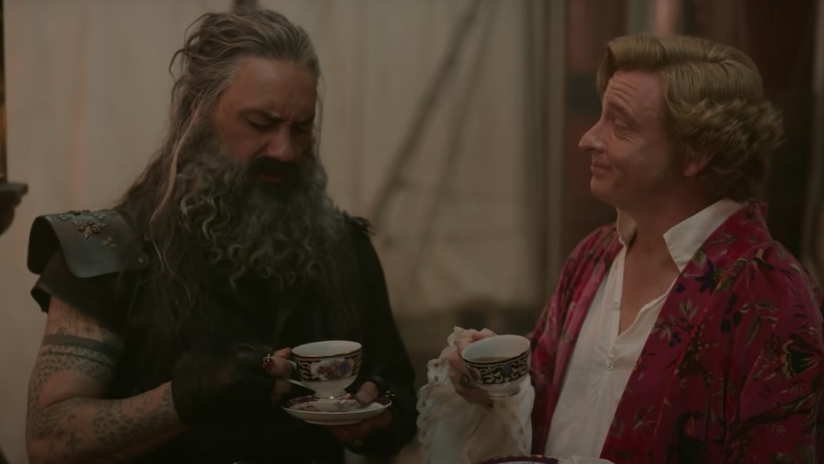 Taika Waititi as Ed and Rhys Darby as Stede looking at each other in Our Flag Means Death