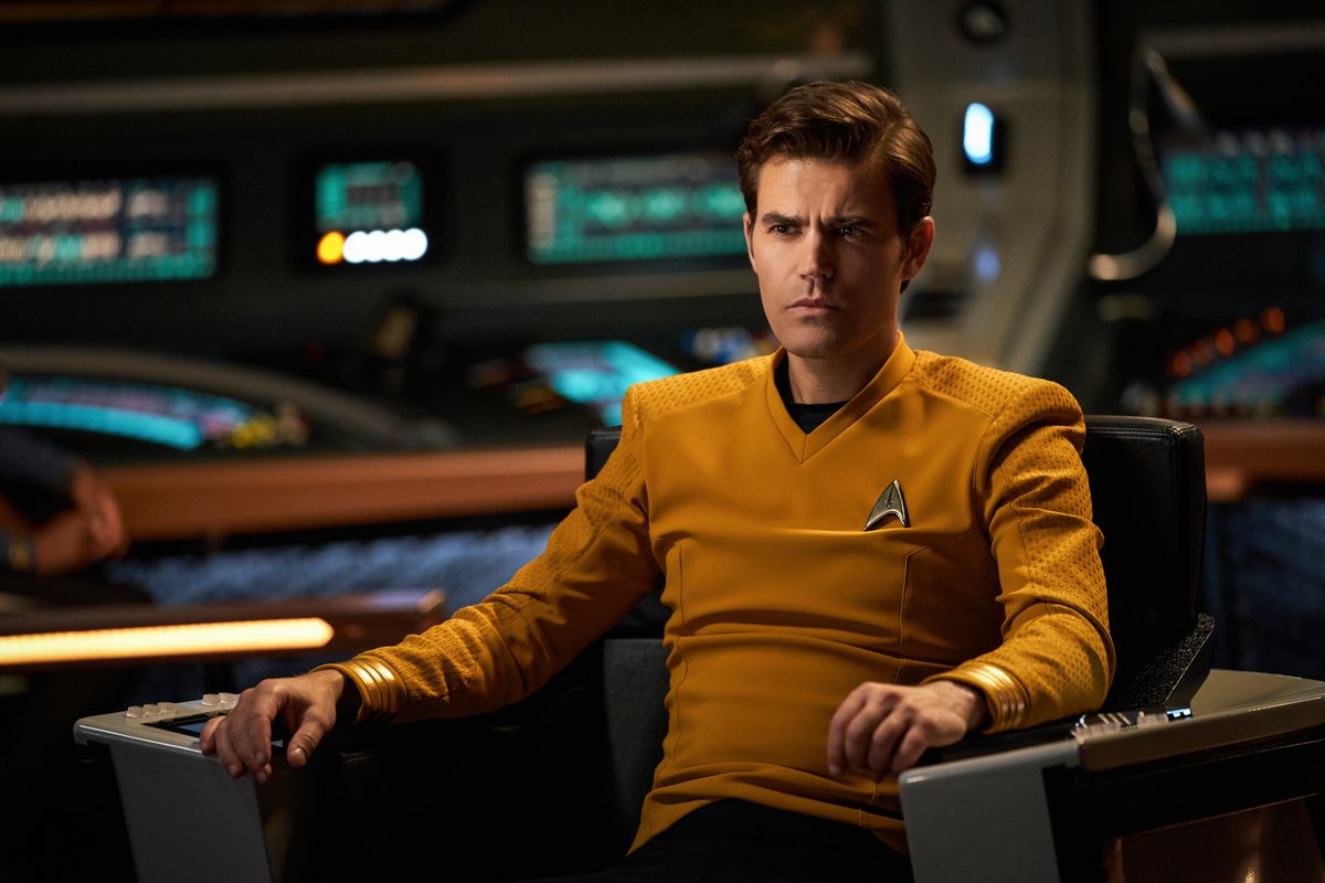 Paul Wesley in the captains chair as James Kirk in Star Trek: Strange New Worlds season 2