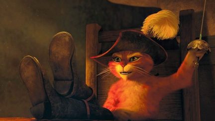 A picture of Puss in Boots, played by Antonio Banderas, in the trailer for the latest Puss in Boots movie