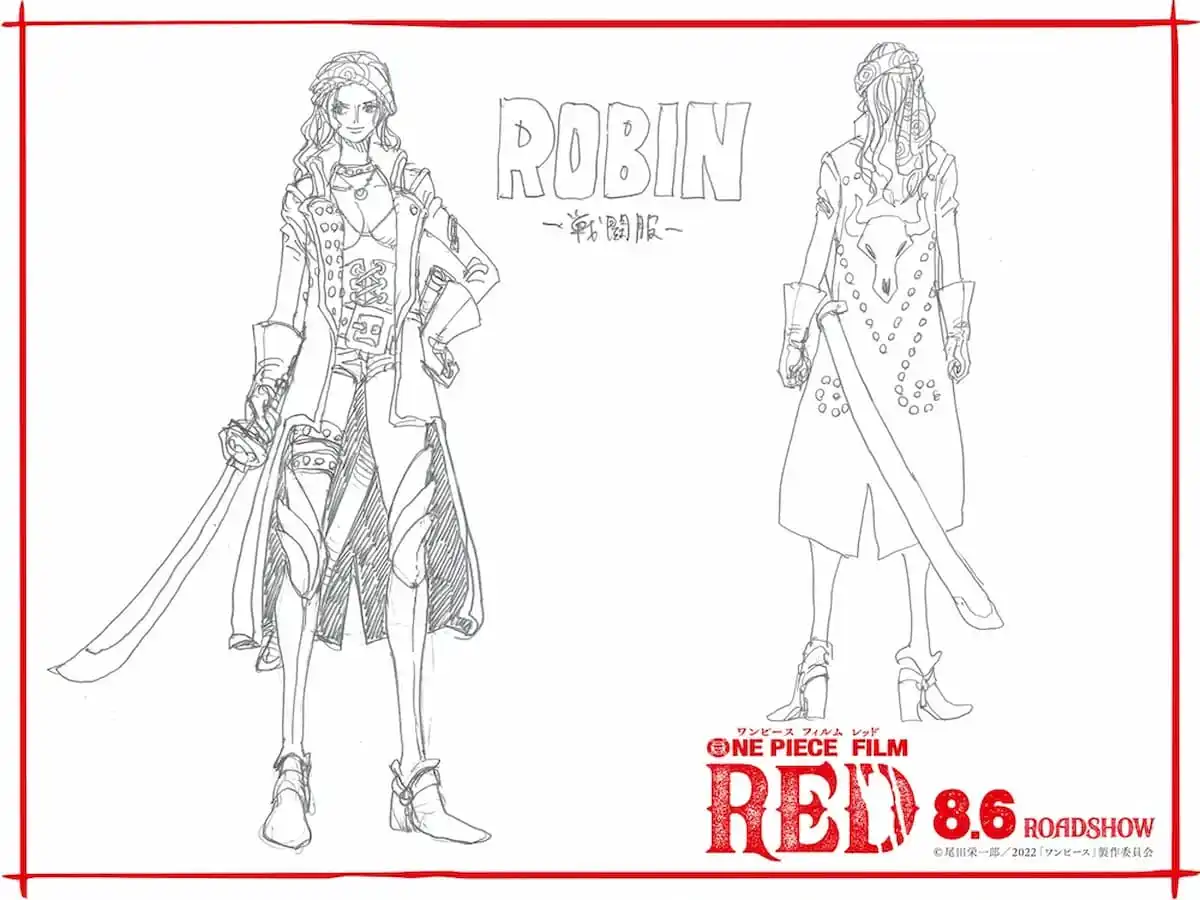 Artwork for Robin's battle costume in One Piece: Red