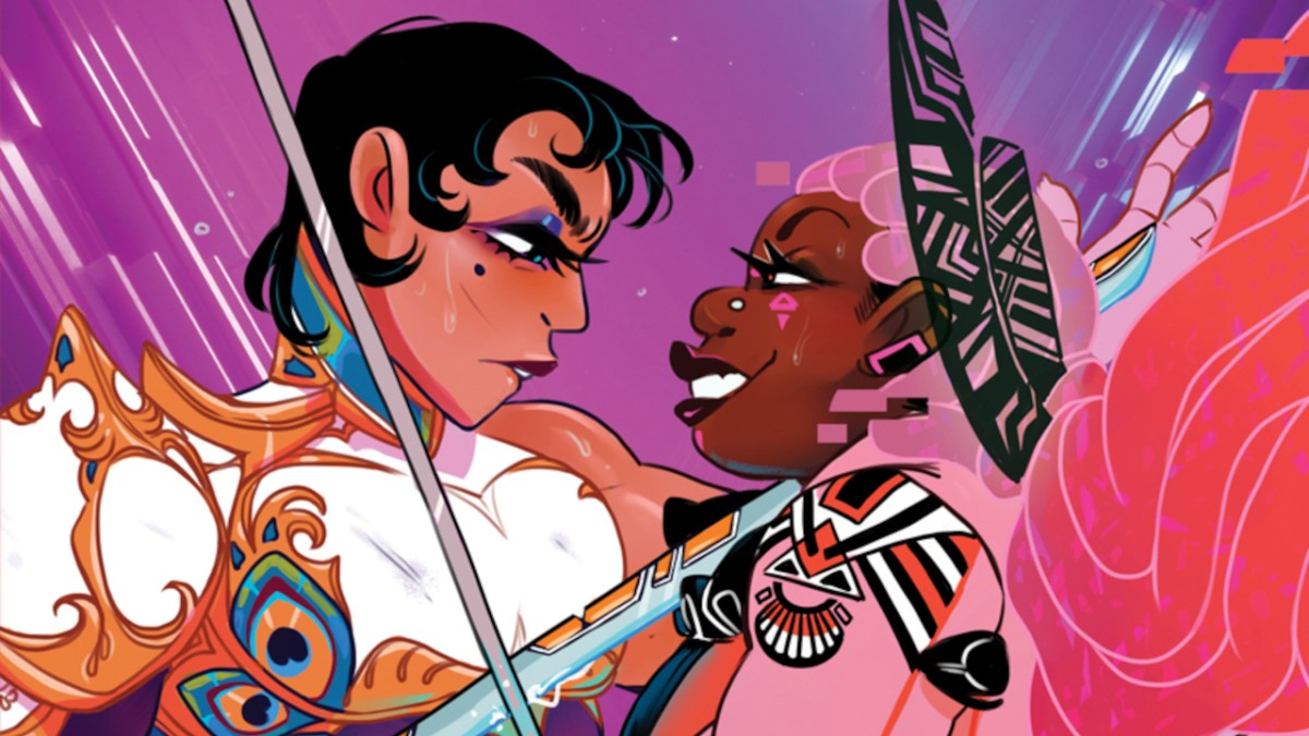 The cover for Thirsty Sword Lesbians, one of many games available in the TTRPGs for Trans Rights in Texas bundle.