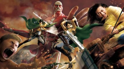 Promotional image for the Attack on Titan XR Ride at USJ