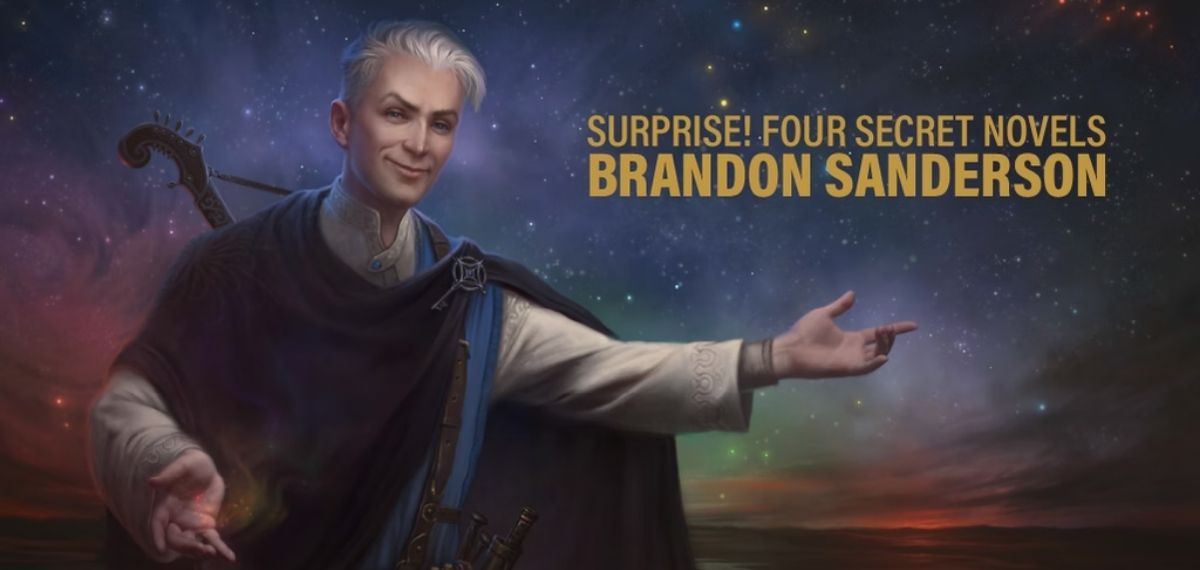 "Surprise! Four Secret Novels by Brandon Sanderson." Image: DragonSteel Books.