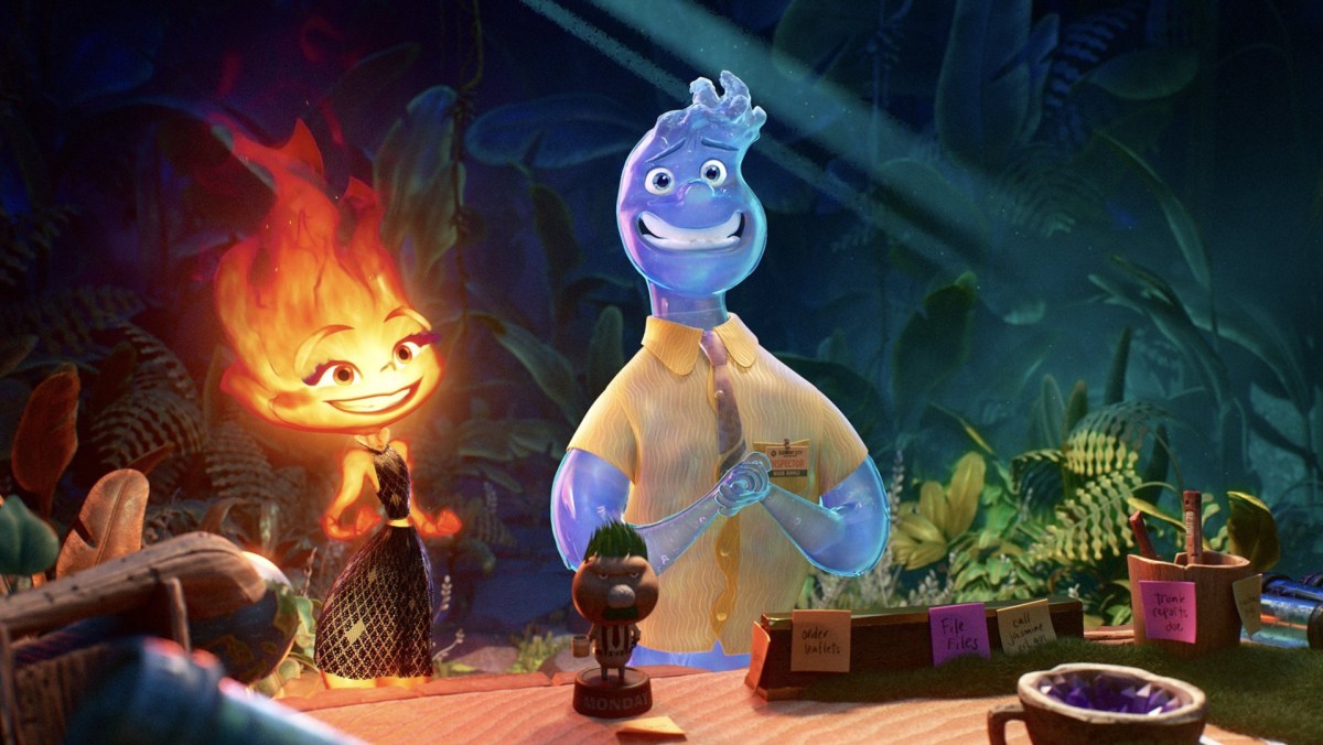 Fire and Water from Pixar's Elemental.