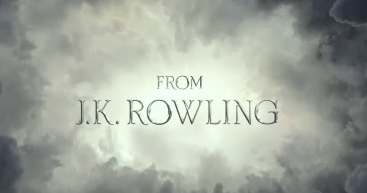 Still from The Secrets of Dumbledore Trailer that reads "From JK Rowling."