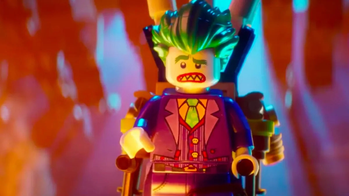 The Joker looking concerned in the Lego Batman Movie. Voiced by Zach Galifianakis.