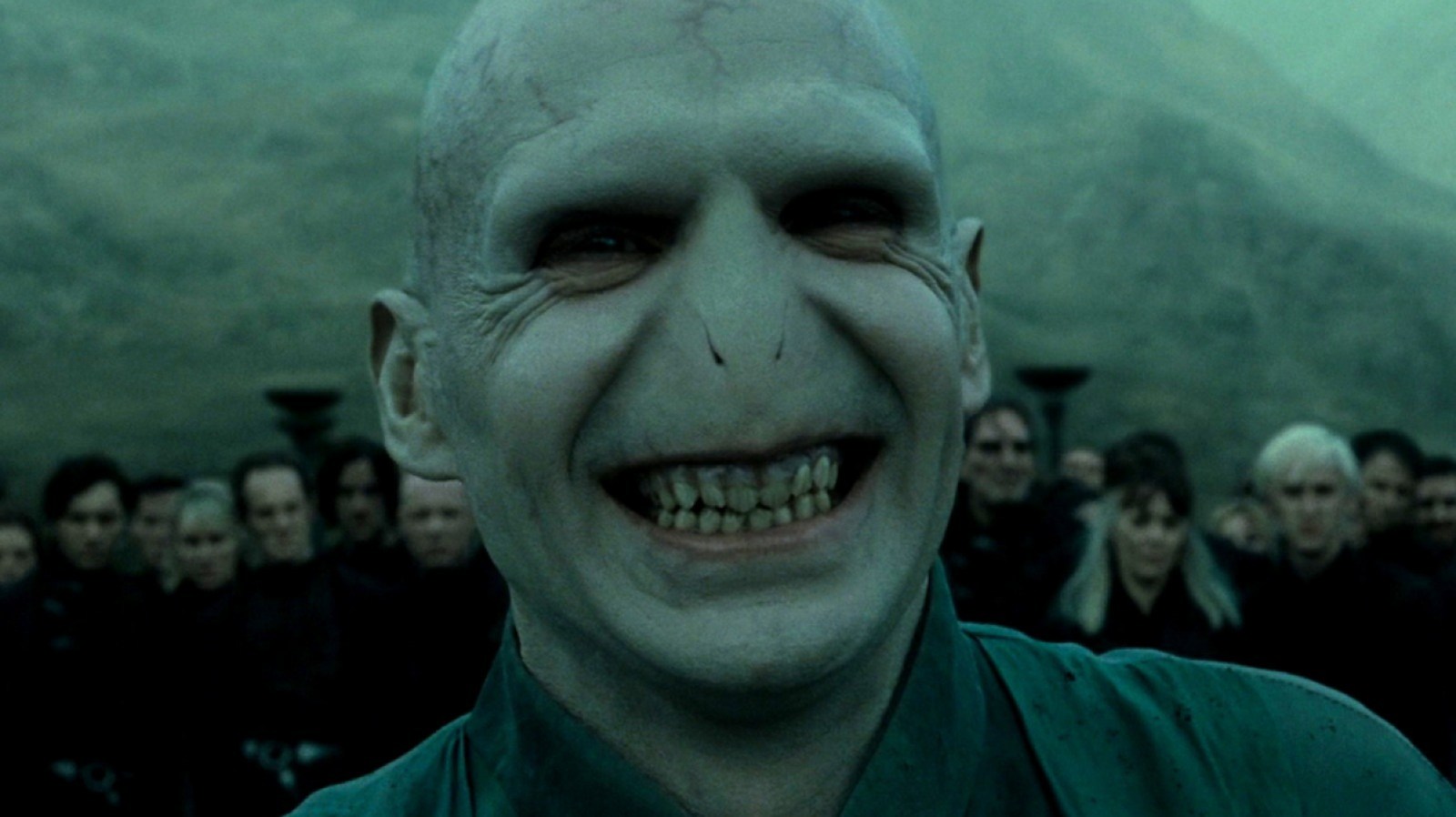 Voldemort smirking in the Harry Potter series