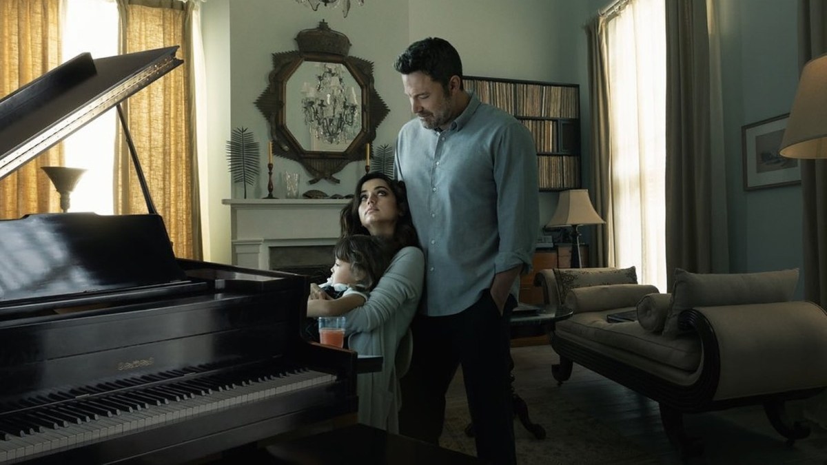 Ana de Armas and Ben Affleck at a piano in Deep Water