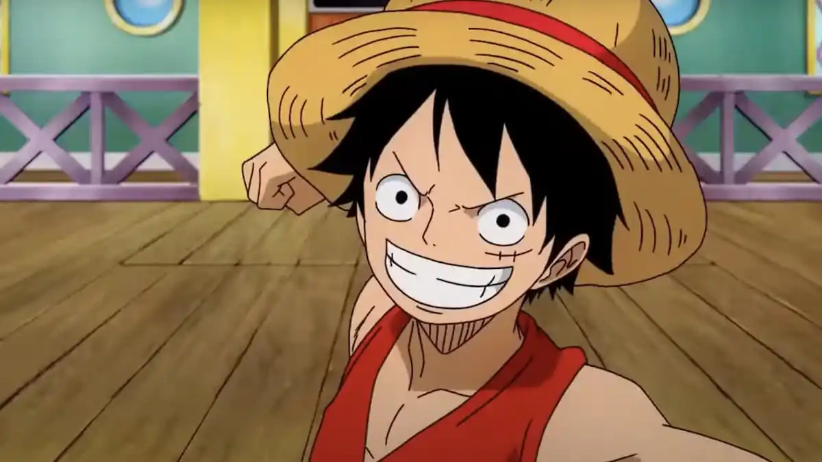 Luffy recoiling from a punch in One Piece