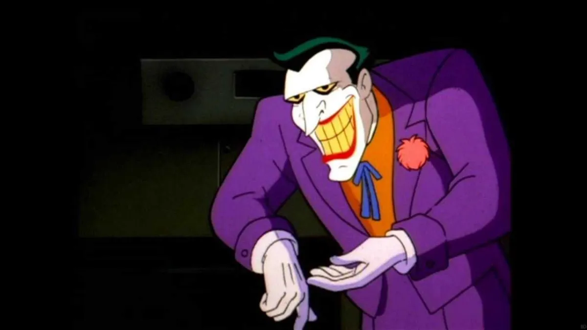 The Joker giving a grin in Batman the Animated Series. Voiced by Mark Hamill