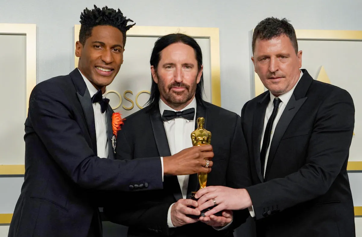 Jon Batiste and Trent Reznor and Atticus Ross, winners of the award for best original score Oscar for "Soul"