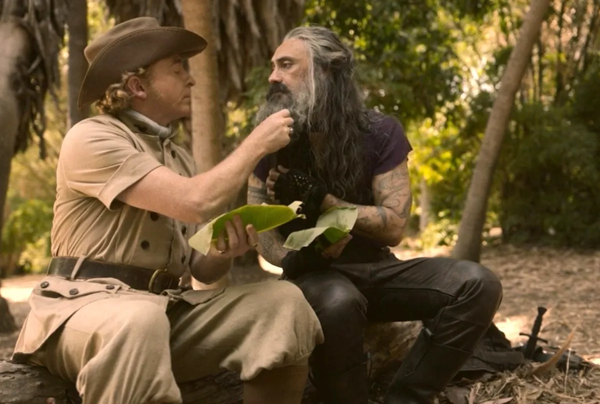 Rhys Darby as Stede Bonnet and Taika Waititi as Blackbeard share a moment in 'Our Flag Means Death'
