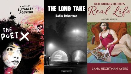 Three narrative poetry books. (Image: Quill Tree Books, Knopf, and Night Rain Press.)