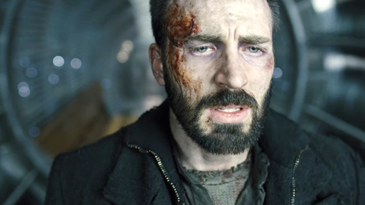 Chris Evans looks distraught on the train in 'Snowpiercer'
