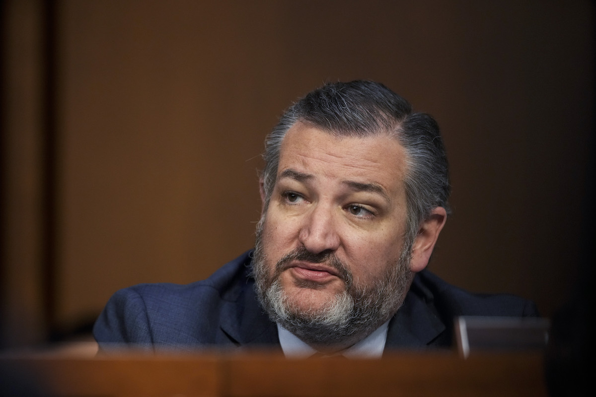Ted Cruz scowls from his desk in the Senate