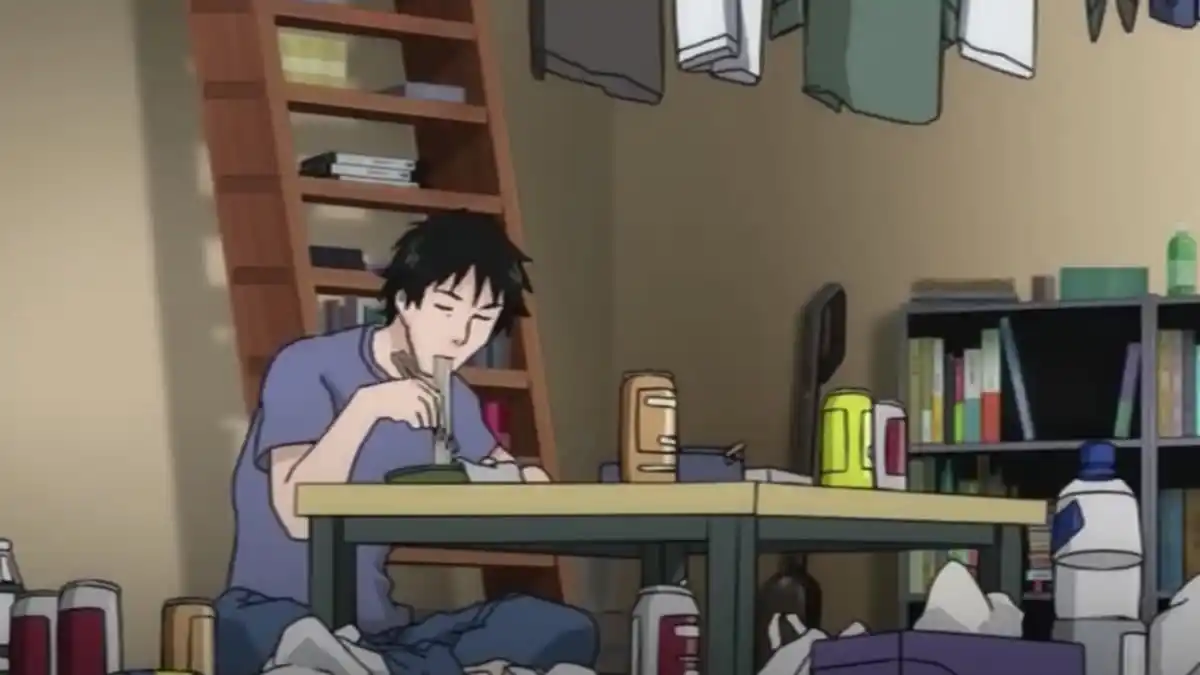 Satou in his apartment in Welcome to the NHK