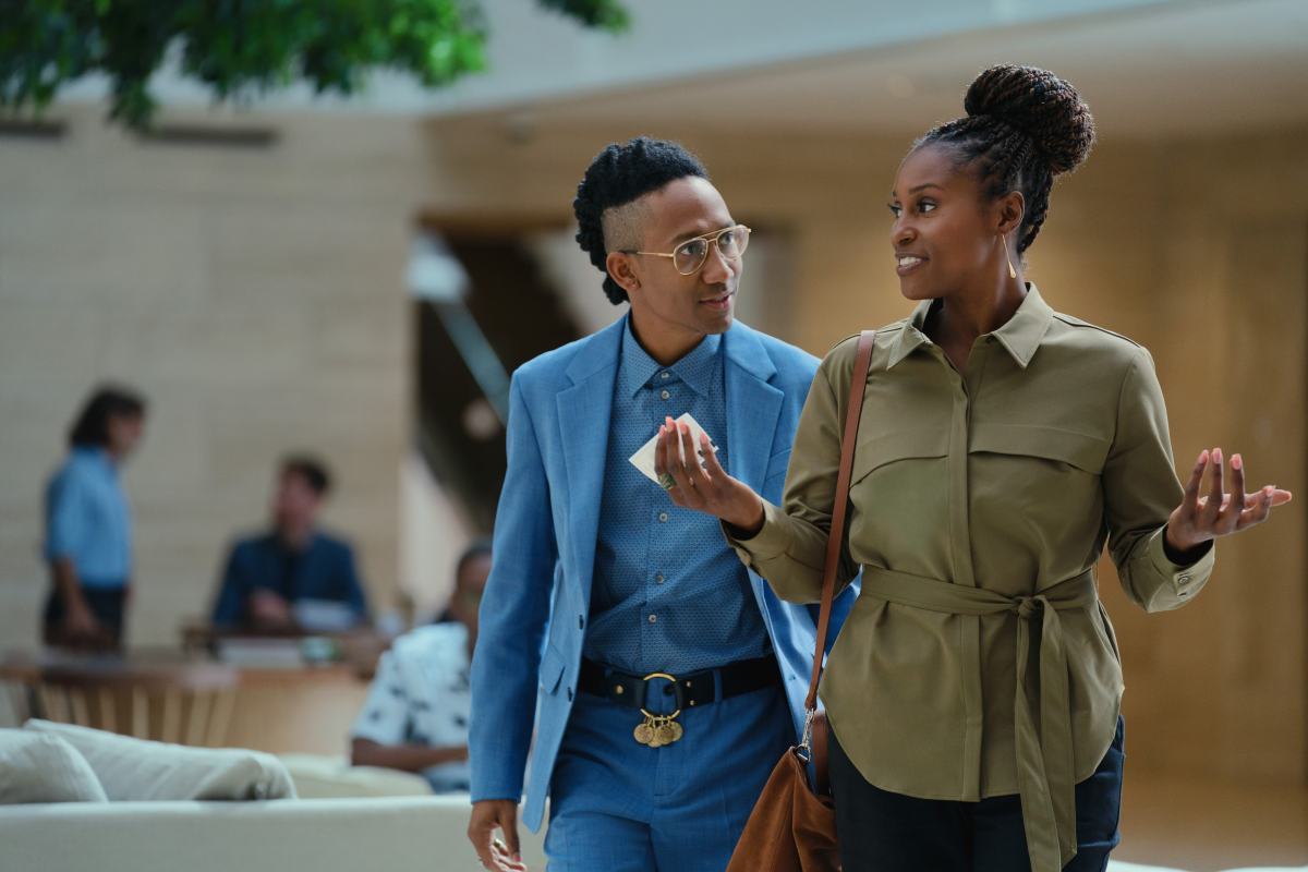 Griffin Matthews and Issa Rae in “Roar,” premiering globally April 15, 2022 on Apple TV+.