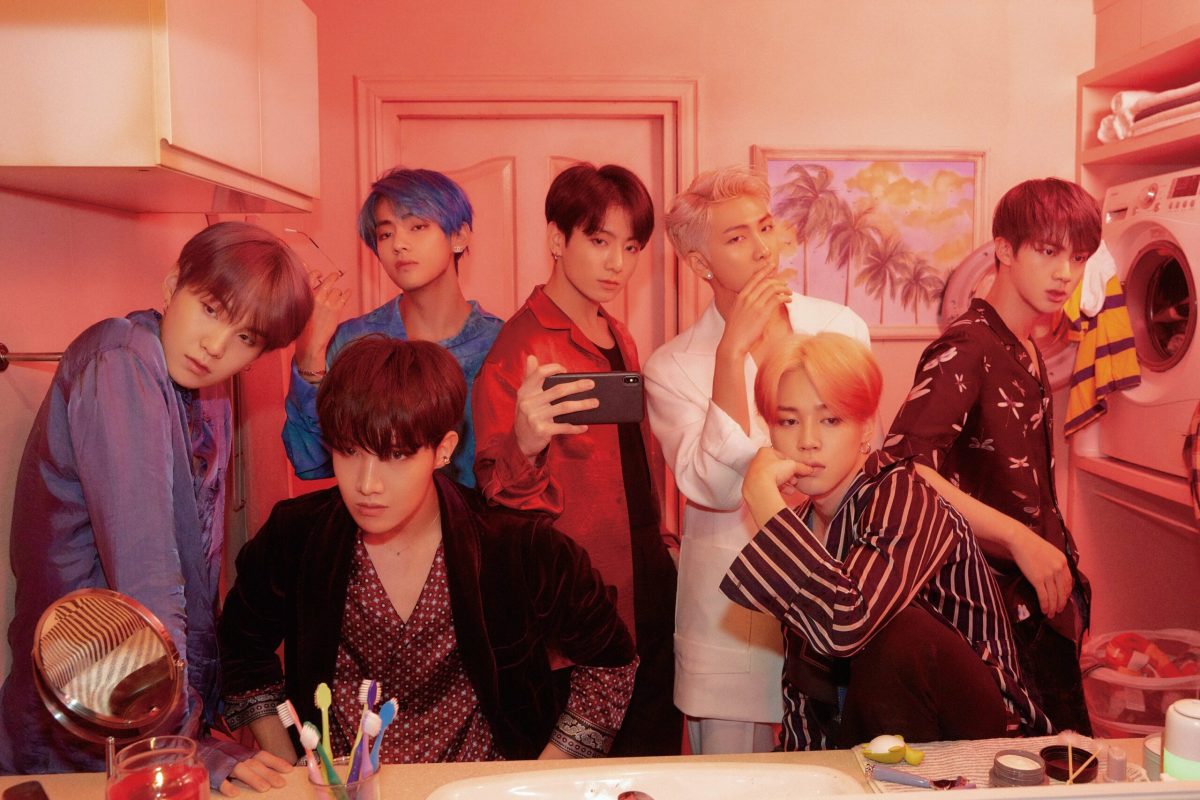 A group picture of the seven members of BTS from their concept photos for Map of the Soul: Persona