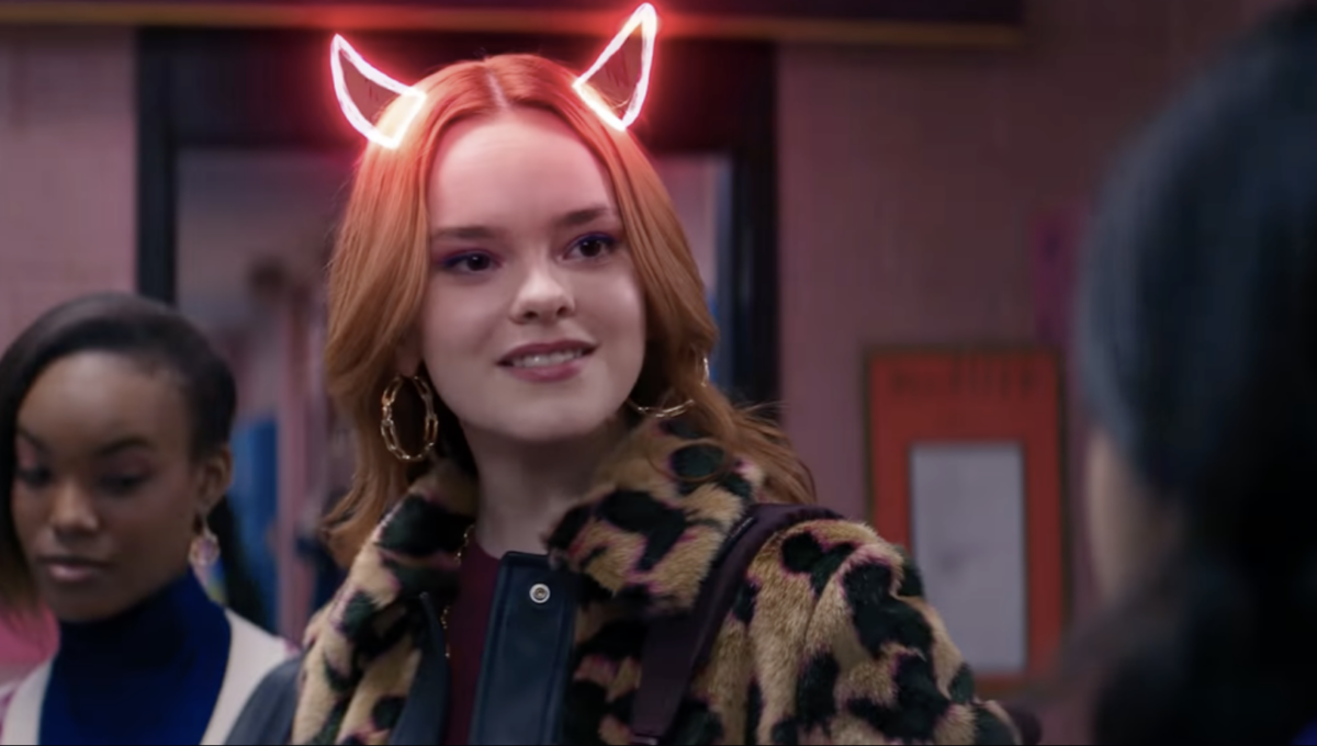 Zoe Zimmer in glowing devil horns