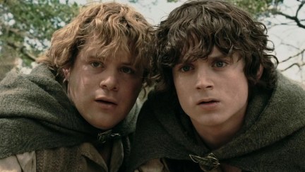 Sean Astin as Sam and Elijah Wood as Frodo in The Lord of the Rings