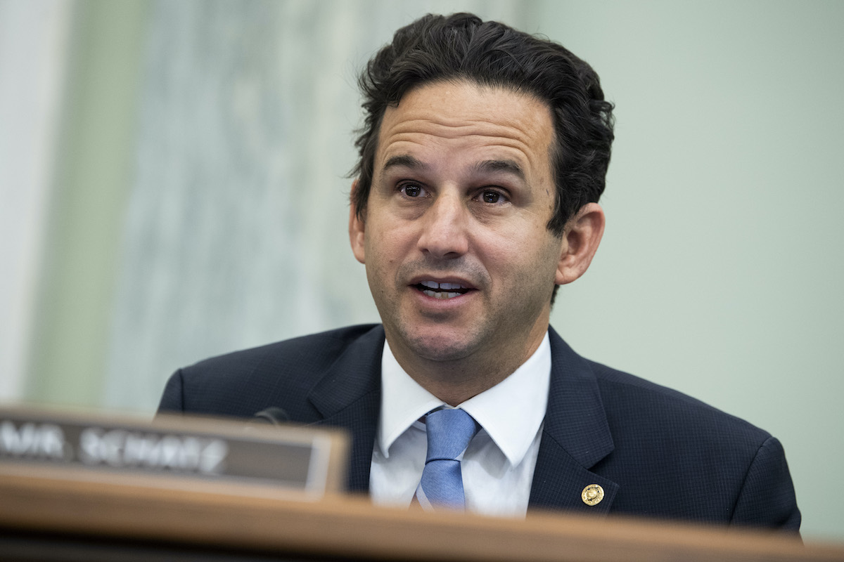 Senator Brian Schatz speaks during a Senate hearing.
